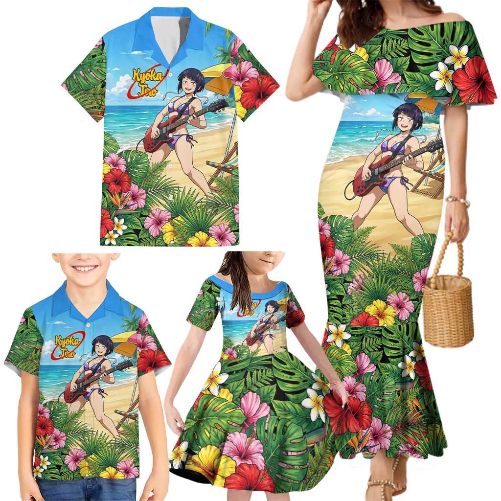 Kyoka Jiro Summer Chill Family Matching Mermaid Dress and Hawaiian Shirt Tropical Anime Rock Vibes