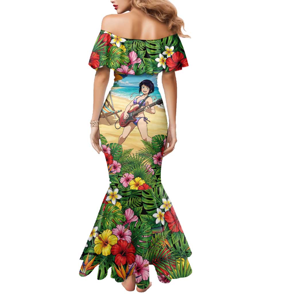 Kyoka Jiro Summer Chill Family Matching Mermaid Dress and Hawaiian Shirt Tropical Anime Rock Vibes