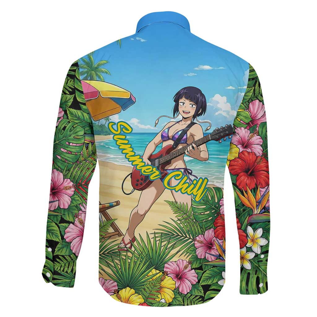 Kyoka Jiro Summer Chill Family Matching Off Shoulder Short Dress and Hawaiian Shirt Tropical Anime Rock Vibes
