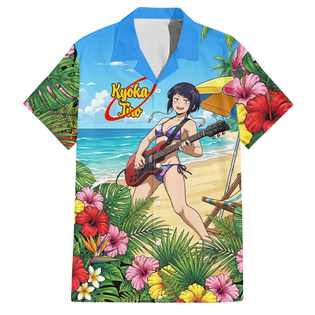Kyoka Jiro Summer Chill Family Matching Short Sleeve Bodycon Dress and Hawaiian Shirt Tropical Anime Rock Vibes