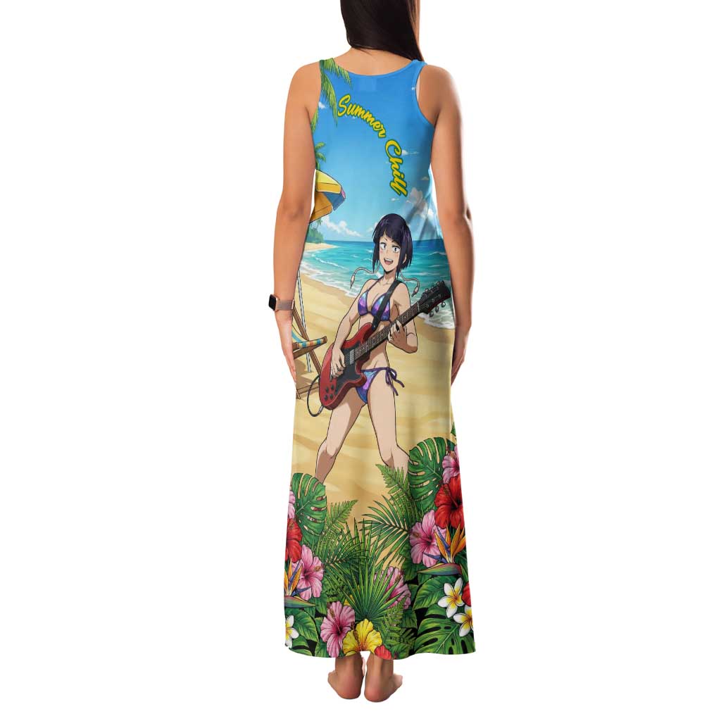 Kyoka Jiro Summer Chill Family Matching Tank Maxi Dress and Hawaiian Shirt Tropical Anime Rock Vibes