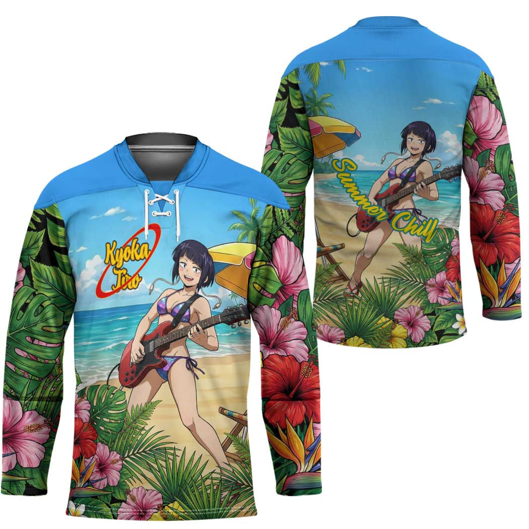 Kyoka Jiro Summer Chill Hockey Jersey Tropical Anime Rock Vibes
