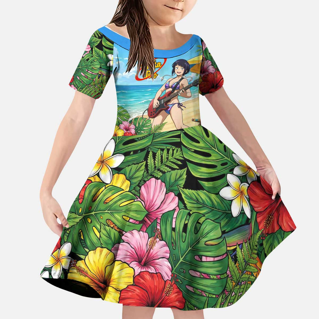 Kyoka Jiro Summer Chill Kid Short Sleeve Dress Tropical Anime Rock Vibes
