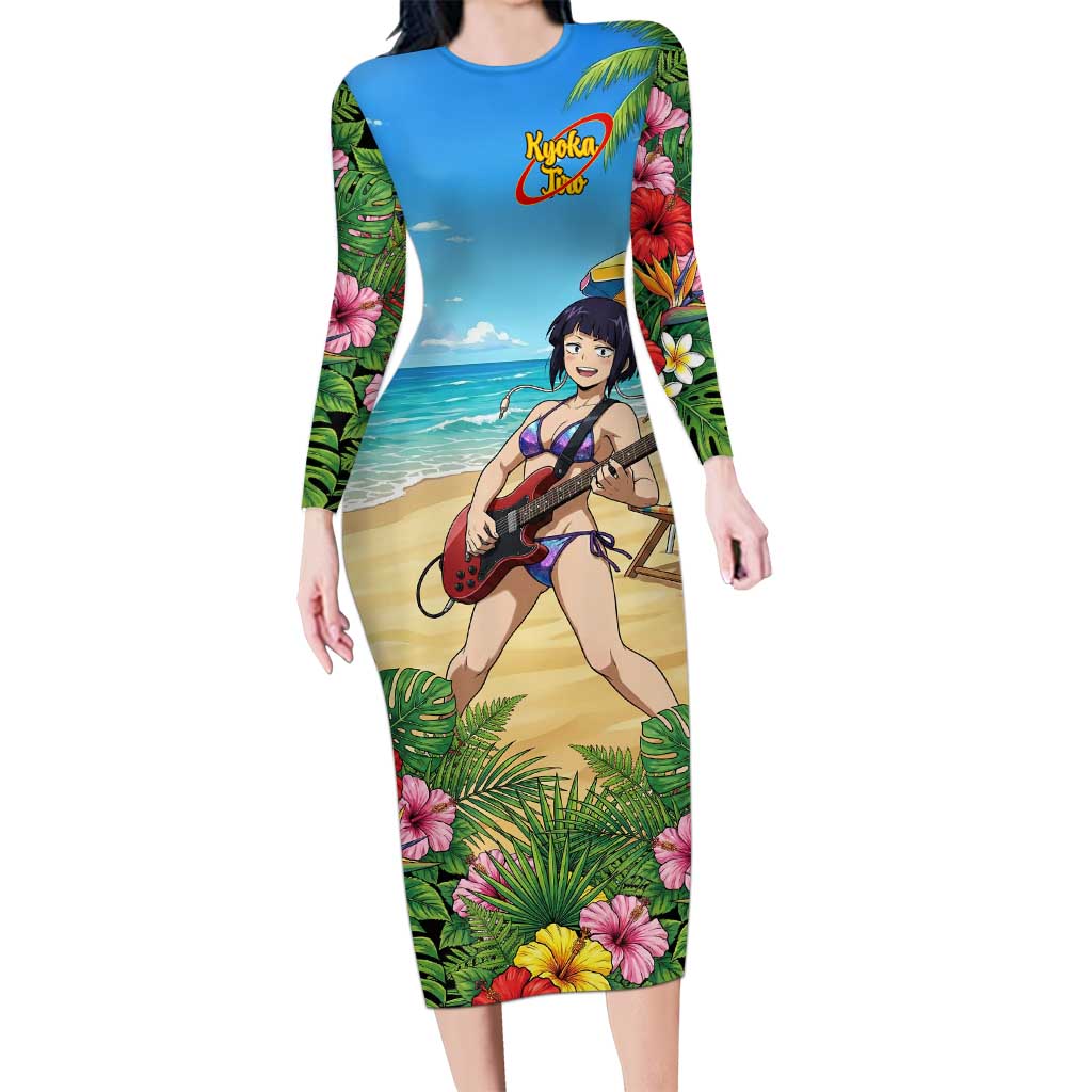 Kyoka Jiro Summer Chill Long Sleeve Bodycon Dress Tropical Anime Rock Vibes