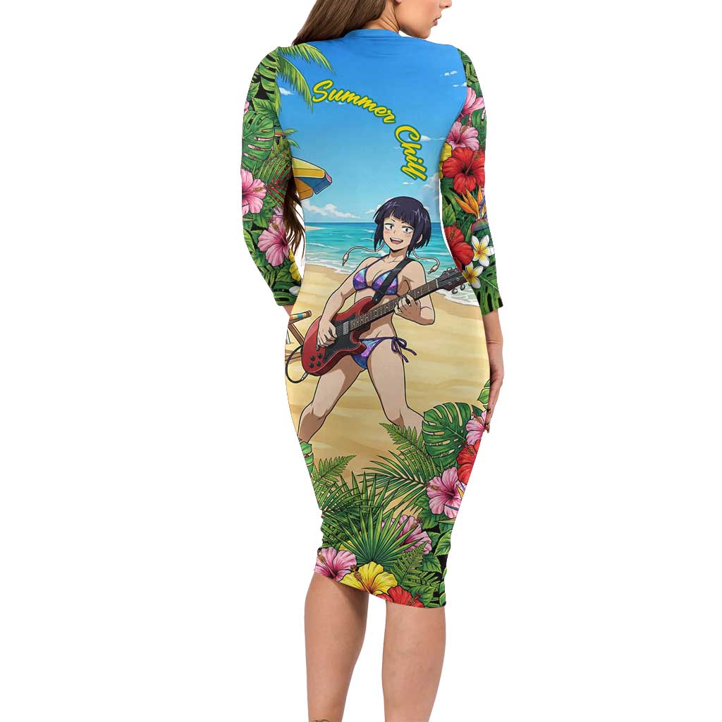 Kyoka Jiro Summer Chill Long Sleeve Bodycon Dress Tropical Anime Rock Vibes