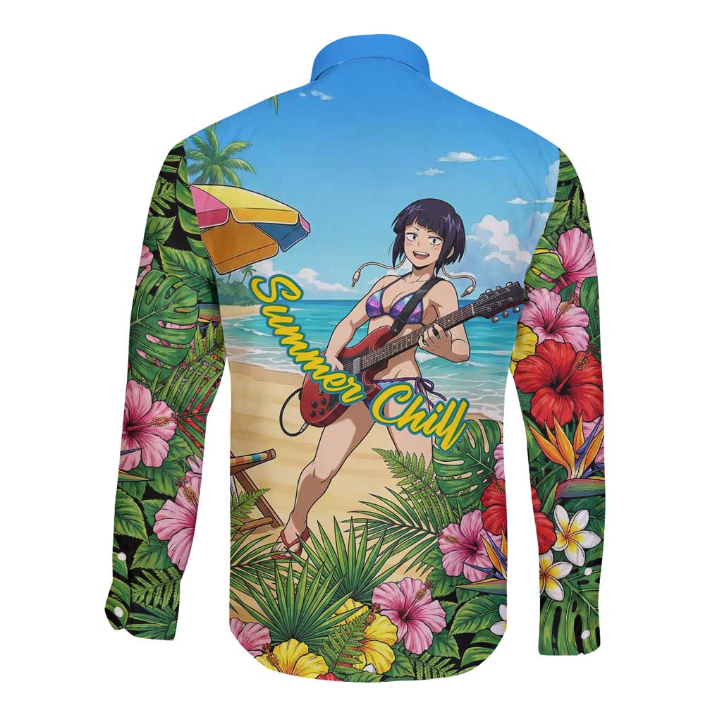 Kyoka Jiro Summer Chill Long Sleeve Button Shirt Tropical Anime Rock Vibes