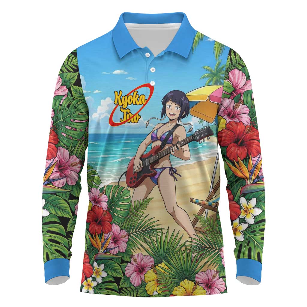 Kyoka Jiro Summer Chill Long Sleeve Polo Shirt Tropical Anime Rock Vibes