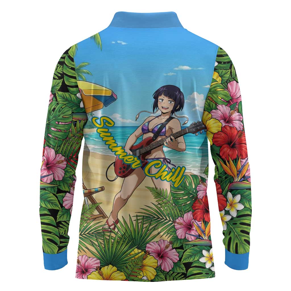 Kyoka Jiro Summer Chill Long Sleeve Polo Shirt Tropical Anime Rock Vibes