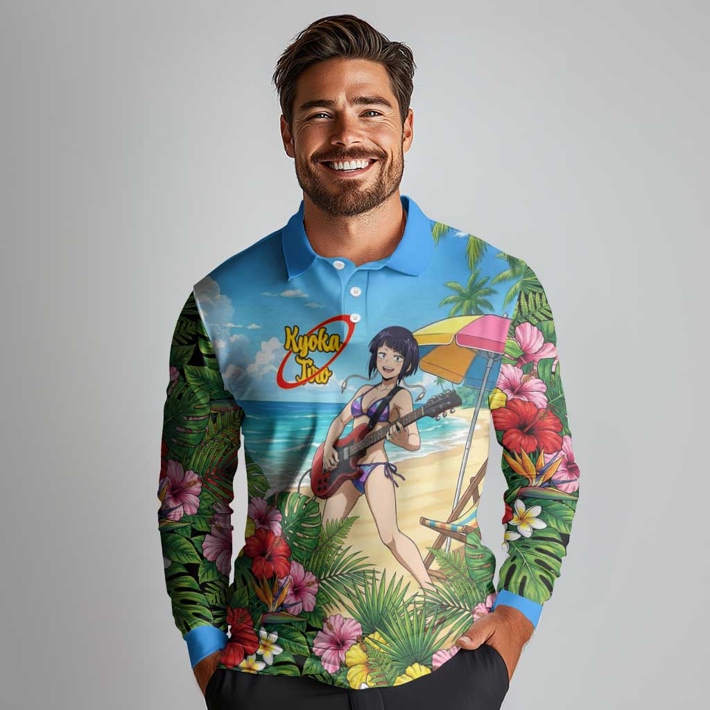 Kyoka Jiro Summer Chill Long Sleeve Polo Shirt Tropical Anime Rock Vibes
