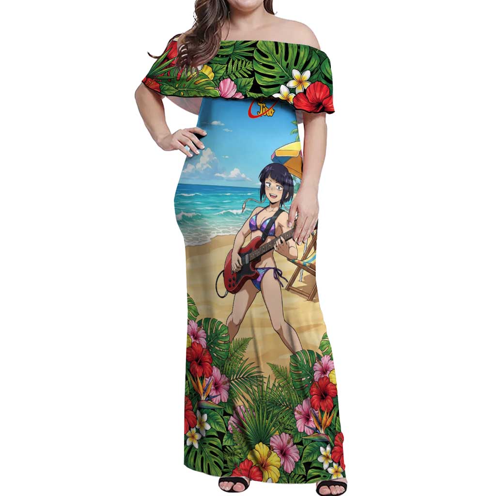 Kyoka Jiro Summer Chill Off Shoulder Maxi Dress Tropical Anime Rock Vibes