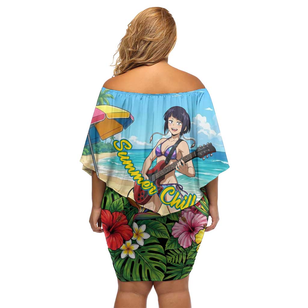 Kyoka Jiro Summer Chill Off Shoulder Short Dress Tropical Anime Rock Vibes