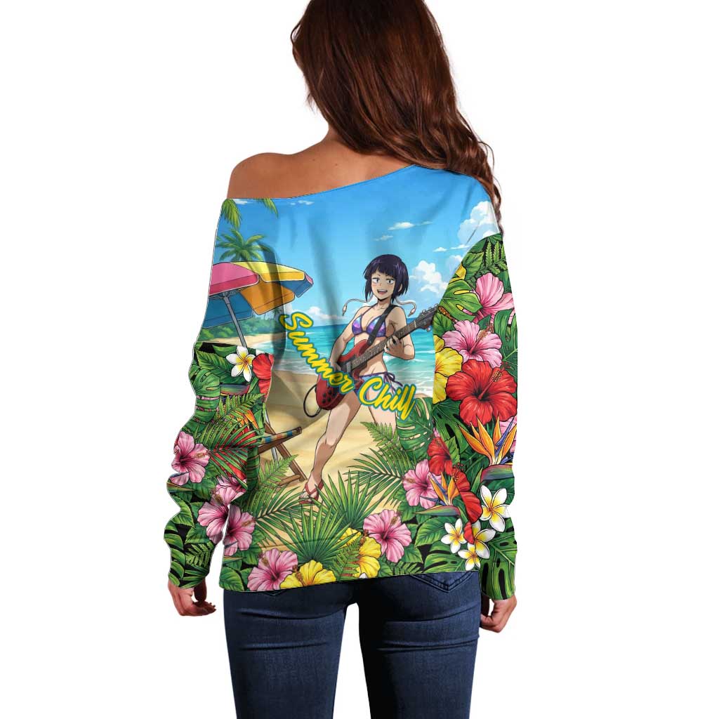 Kyoka Jiro Summer Chill Off Shoulder Sweater Tropical Anime Rock Vibes