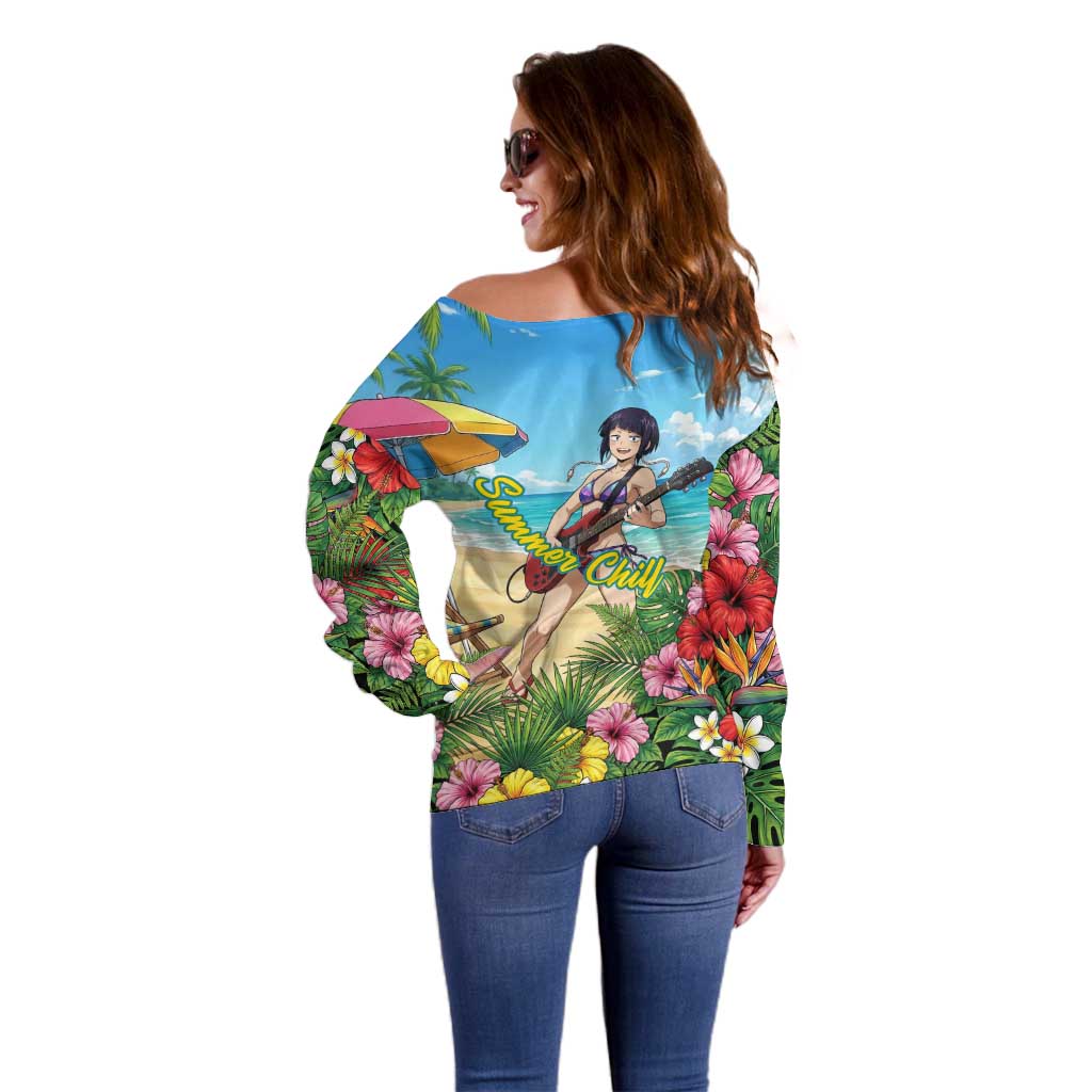 Kyoka Jiro Summer Chill Off Shoulder Sweater Tropical Anime Rock Vibes