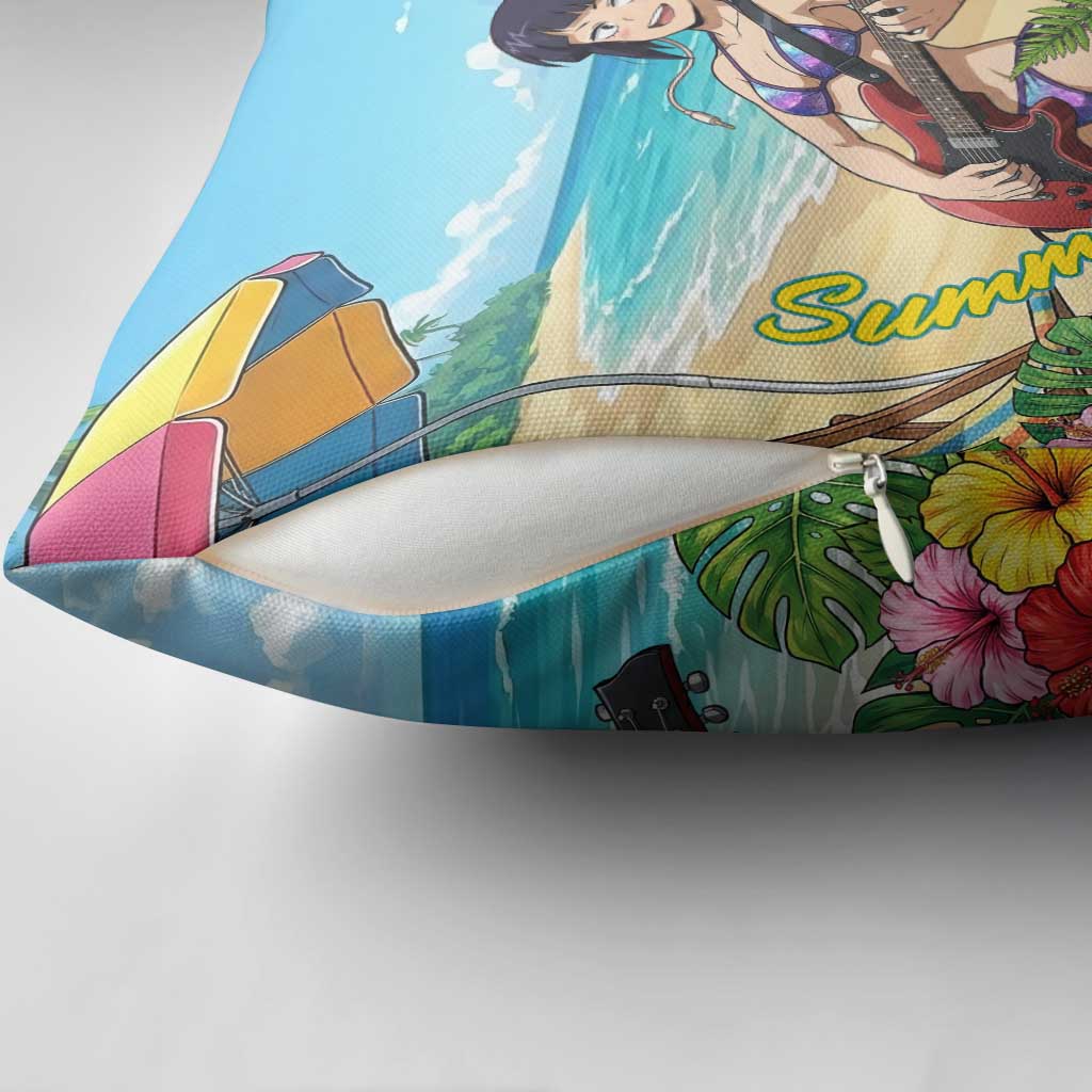 Kyoka Jiro Summer Chill Pillow Cover Tropical Anime Rock Vibes