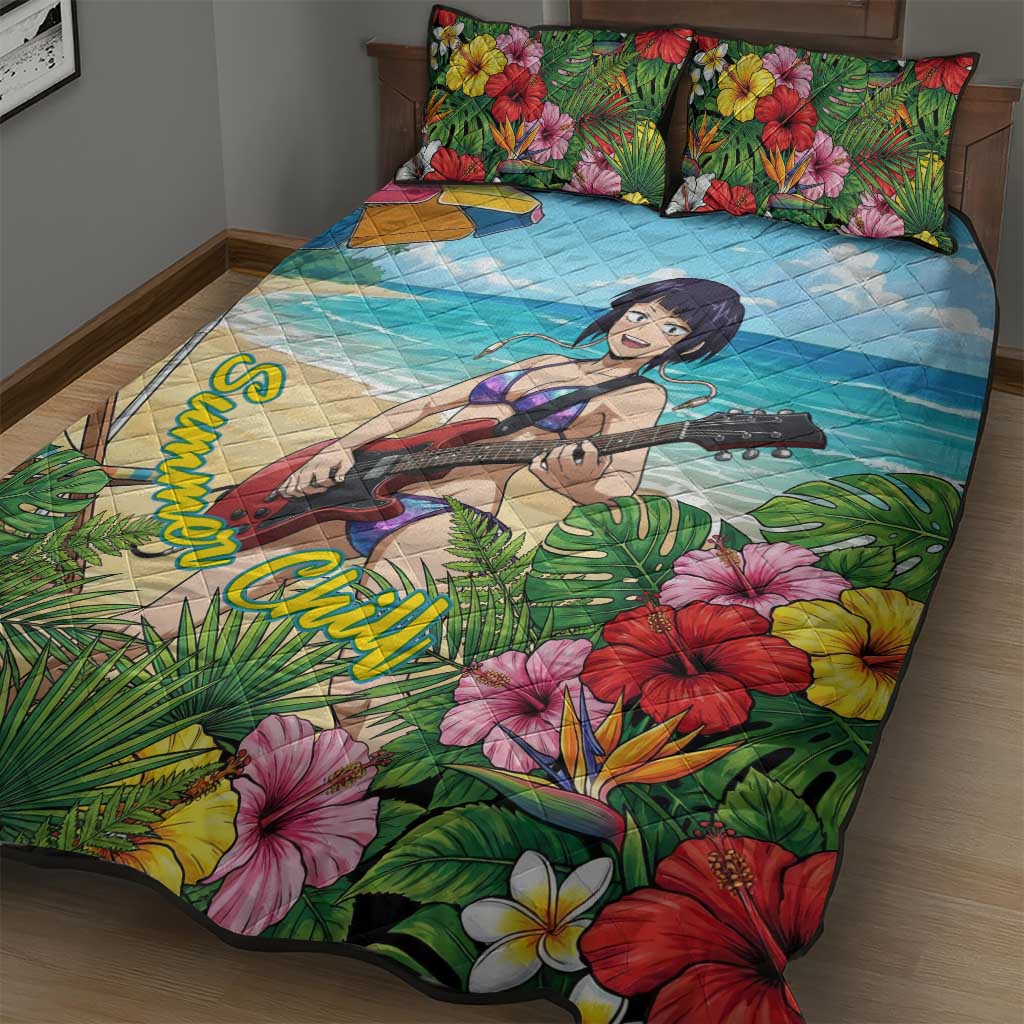 Kyoka Jiro Summer Chill Quilt Bed Set Tropical Anime Rock Vibes