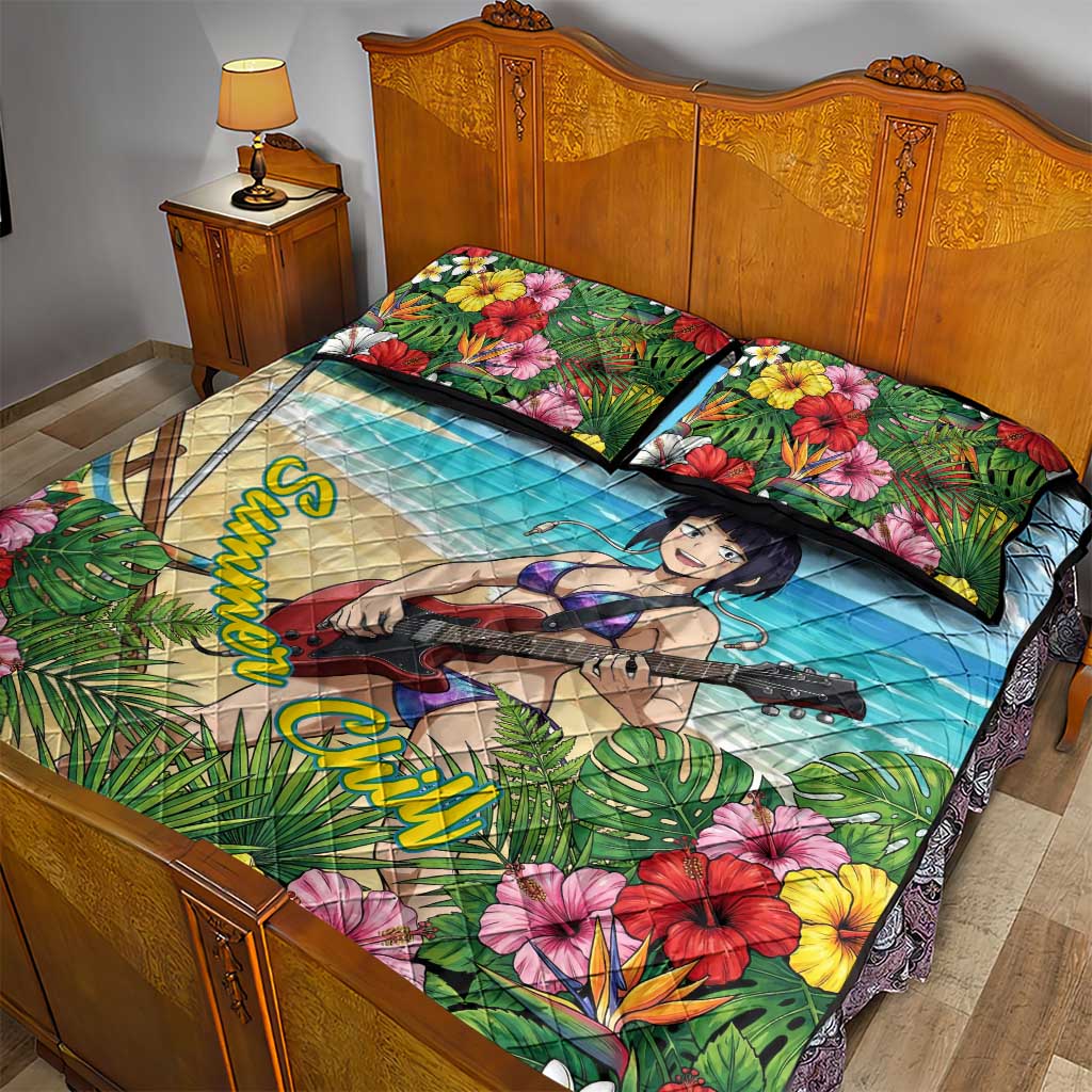 Kyoka Jiro Summer Chill Quilt Bed Set Tropical Anime Rock Vibes