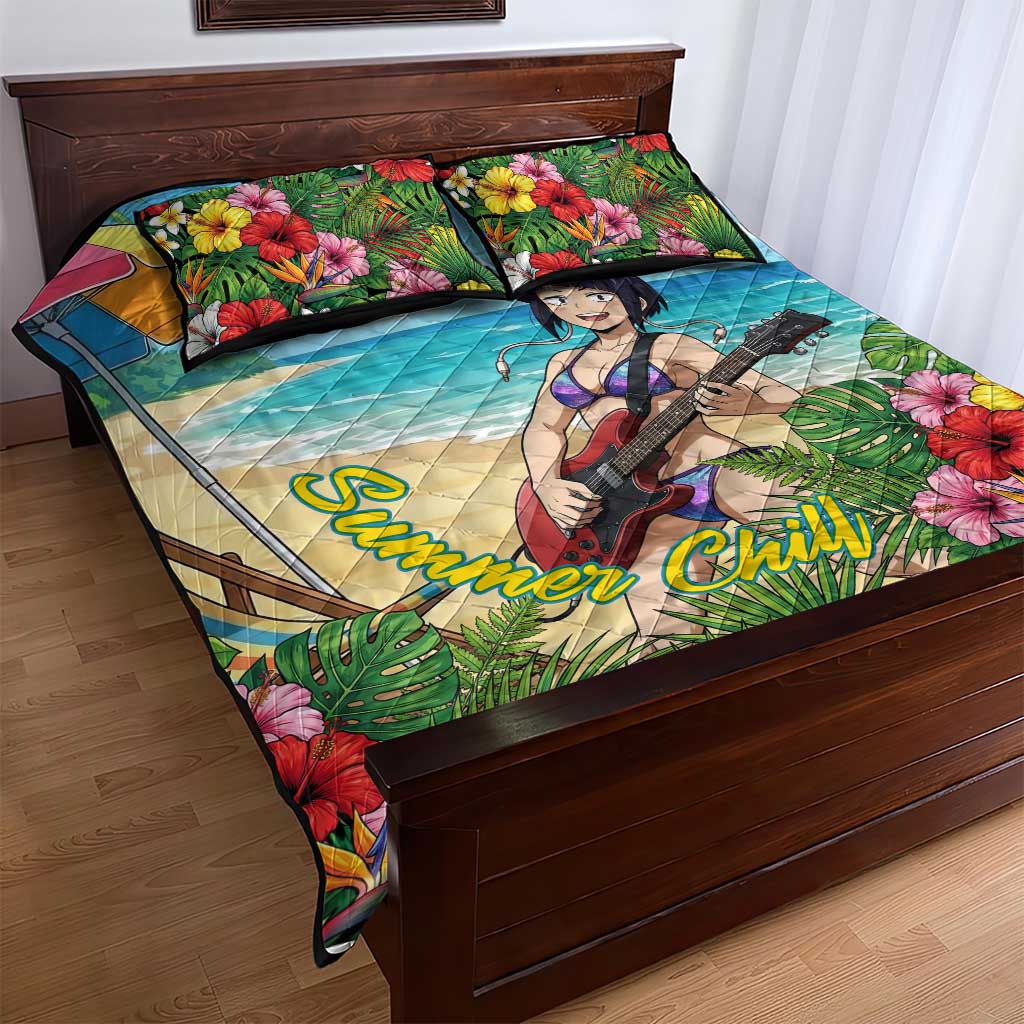 Kyoka Jiro Summer Chill Quilt Bed Set Tropical Anime Rock Vibes