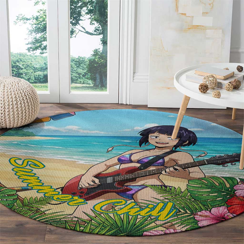 Kyoka Jiro Summer Chill Round Carpet Tropical Anime Rock Vibes