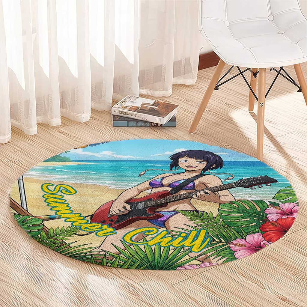 Kyoka Jiro Summer Chill Round Carpet Tropical Anime Rock Vibes