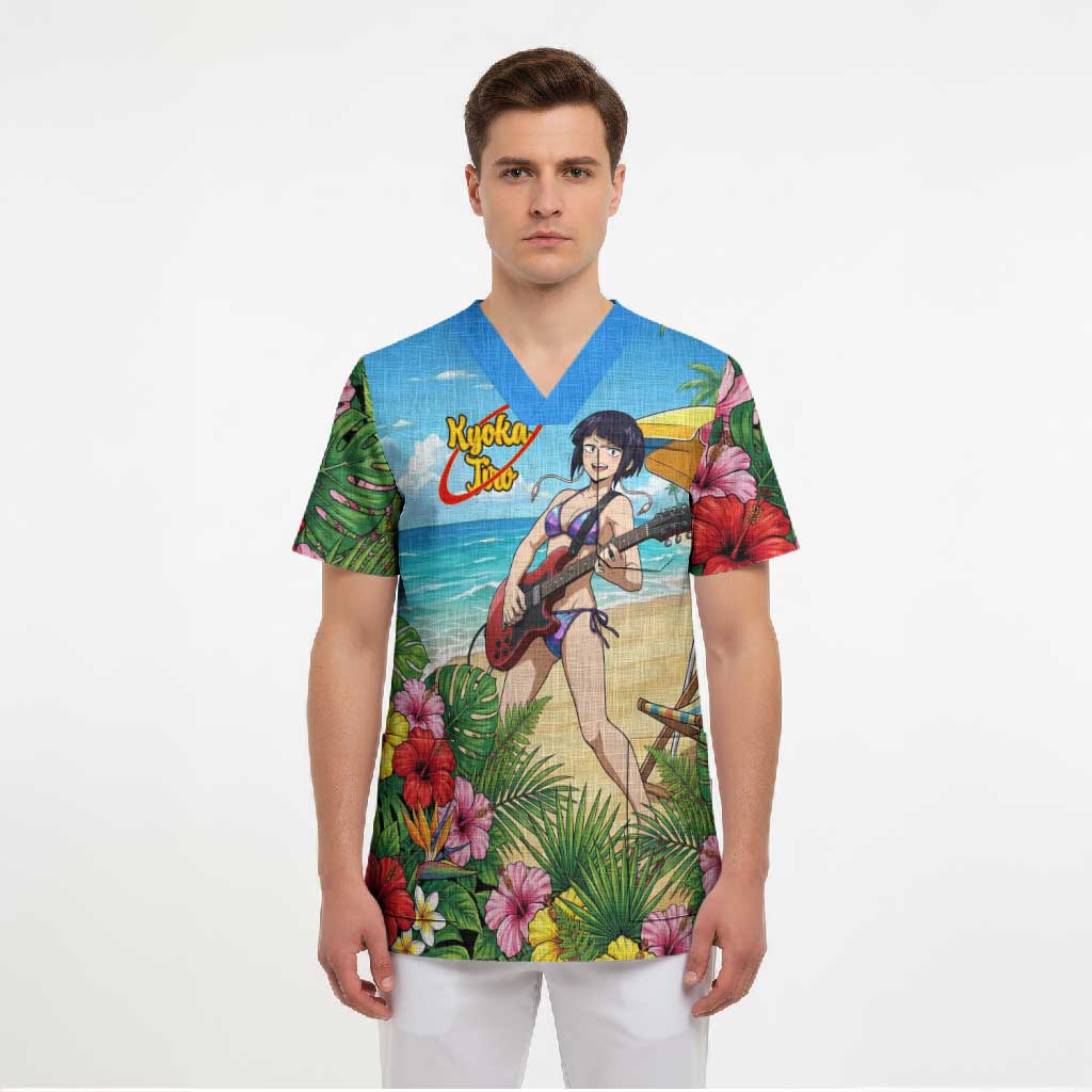 Kyoka Jiro Summer Chill Scrub Top Tropical Anime Rock Vibes