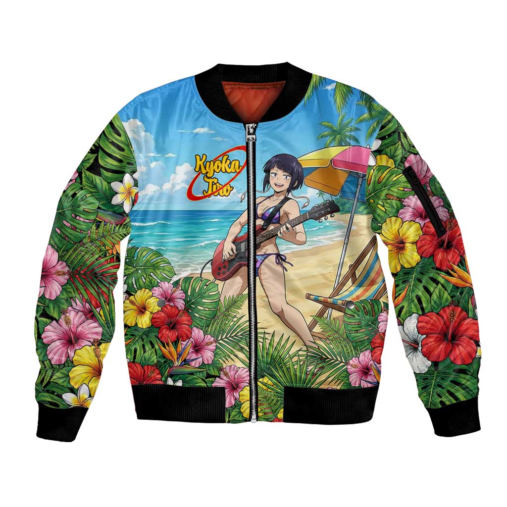 Kyoka Jiro Summer Chill Sleeve Zip Bomber Jacket Tropical Anime Rock Vibes