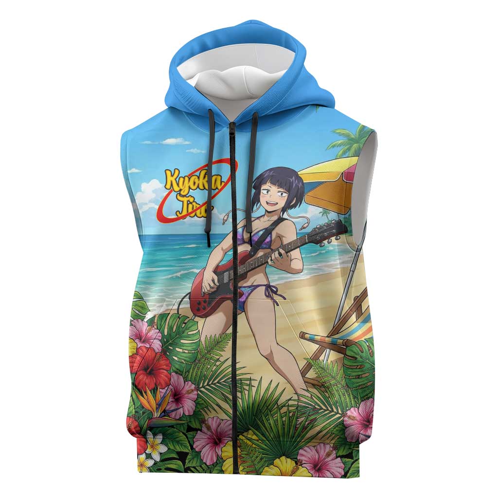 Kyoka Jiro Summer Chill Sleeveless Zip Hoodie Tropical Anime Rock Vibes