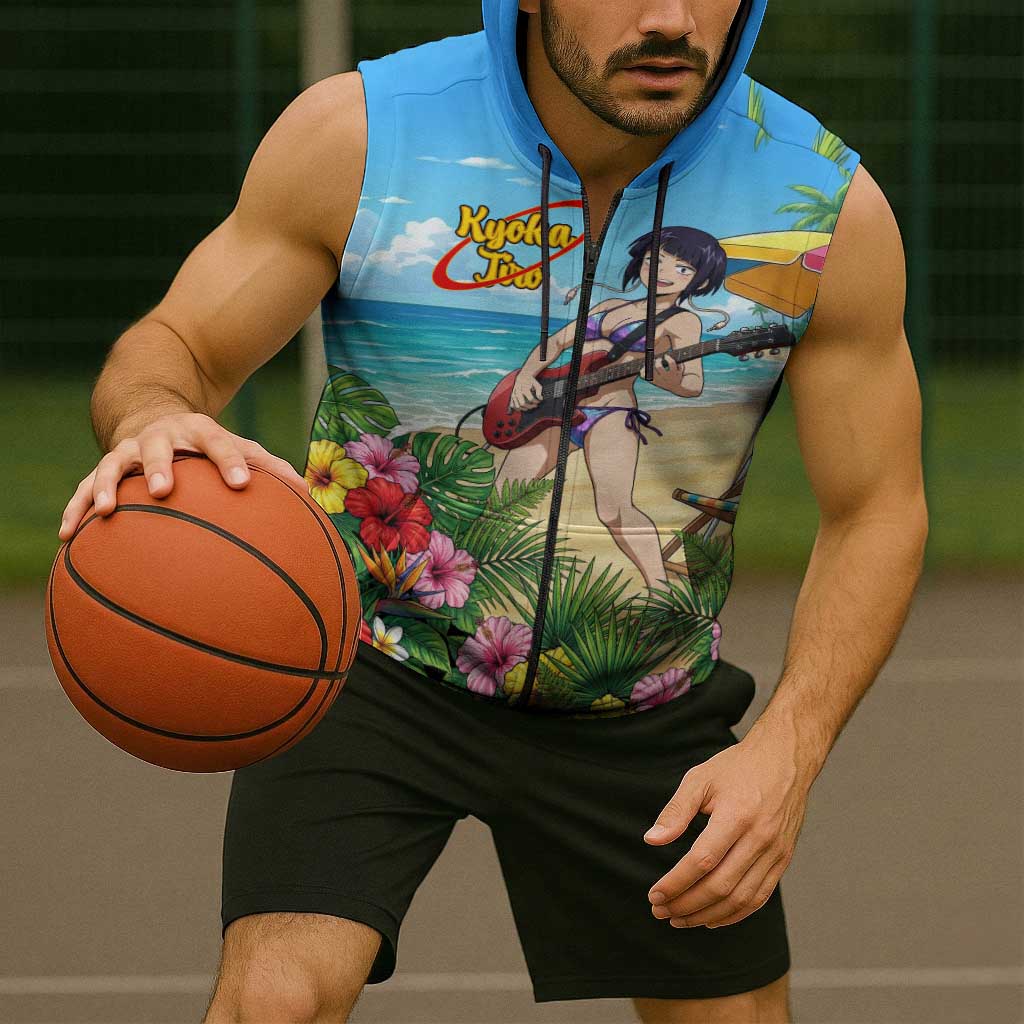 Kyoka Jiro Summer Chill Sleeveless Zip Hoodie Tropical Anime Rock Vibes