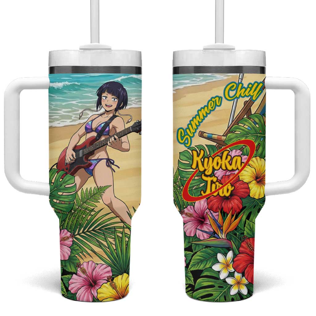 Kyoka Jiro Summer Chill Tumbler With Handle Tropical Anime Rock Vibes