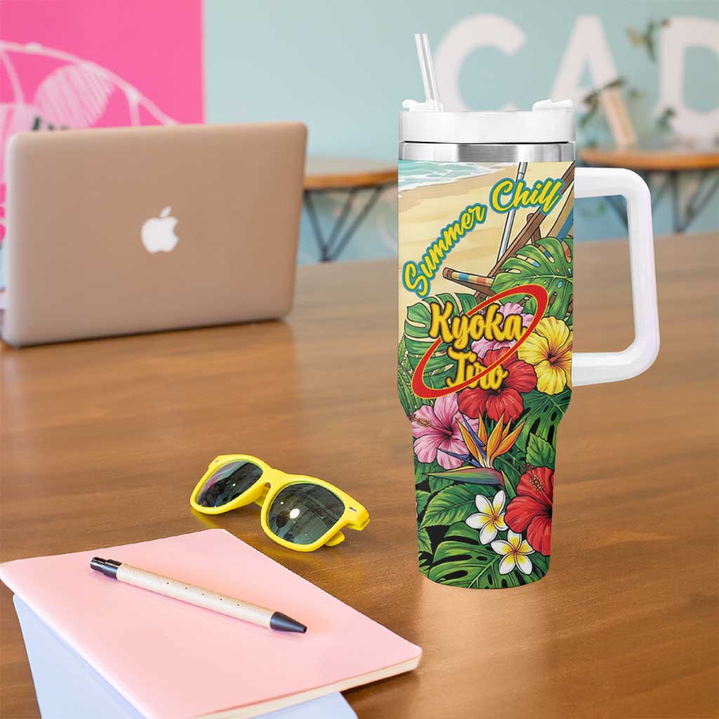Kyoka Jiro Summer Chill Tumbler With Handle Tropical Anime Rock Vibes