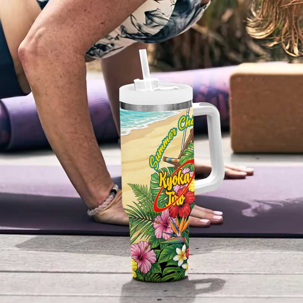 Kyoka Jiro Summer Chill Tumbler With Handle Tropical Anime Rock Vibes