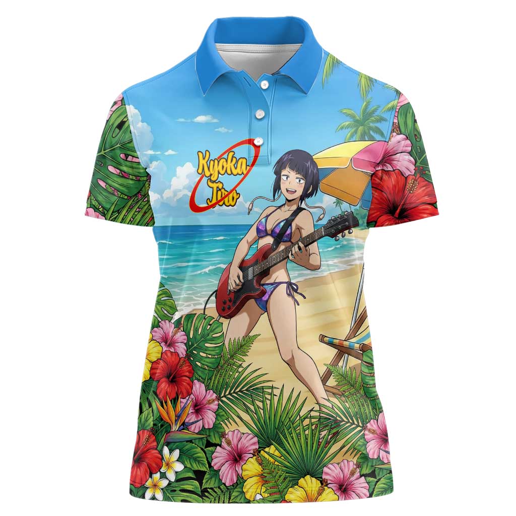 Kyoka Jiro Summer Chill Women Polo Shirt Tropical Anime Rock Vibes
