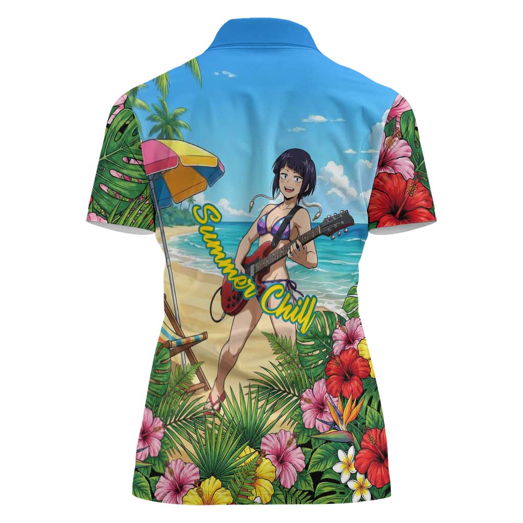 Kyoka Jiro Summer Chill Women Polo Shirt Tropical Anime Rock Vibes