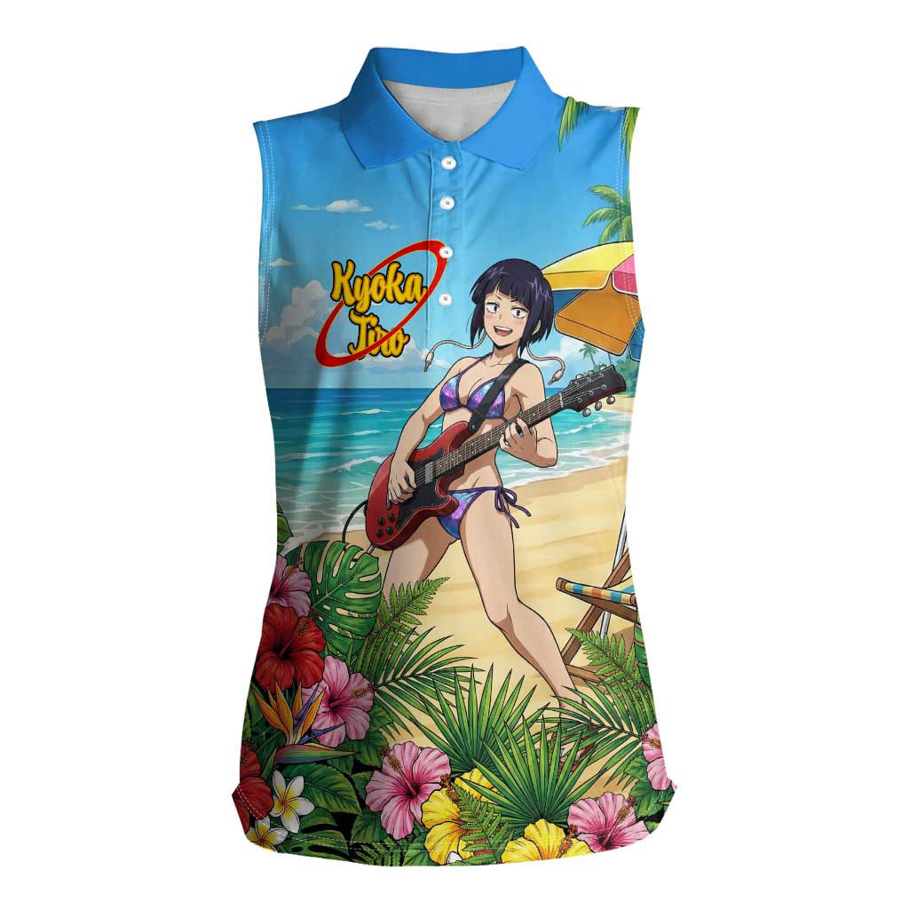 Kyoka Jiro Summer Chill Women Sleeveless Polo Shirt Tropical Anime Rock Vibes