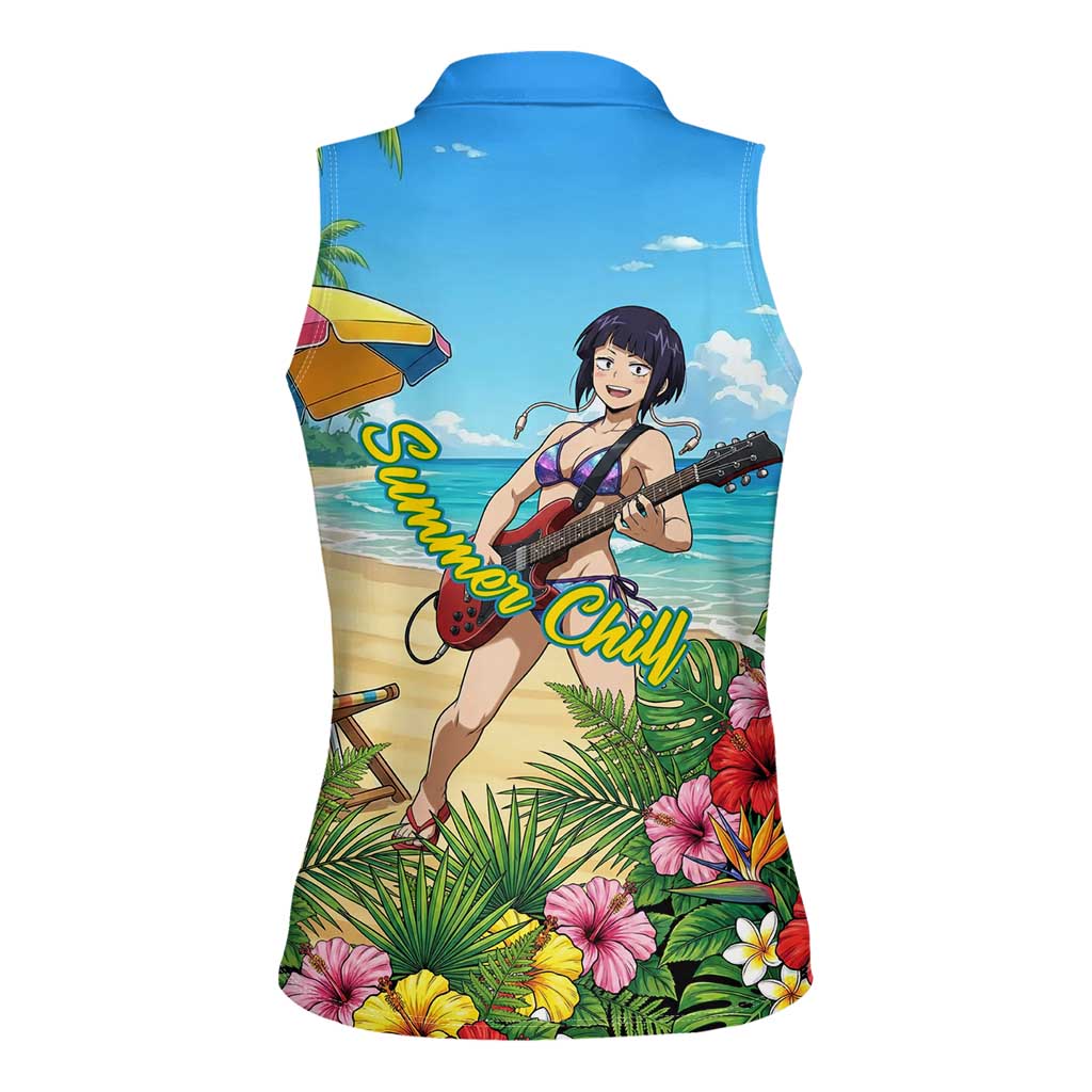 Kyoka Jiro Summer Chill Women Sleeveless Polo Shirt Tropical Anime Rock Vibes