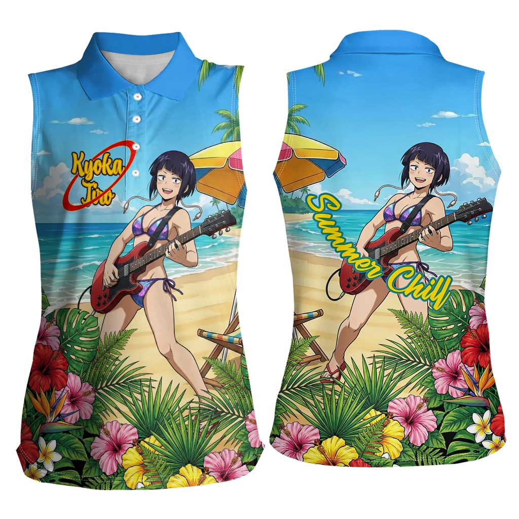 Kyoka Jiro Summer Chill Women Sleeveless Polo Shirt Tropical Anime Rock Vibes