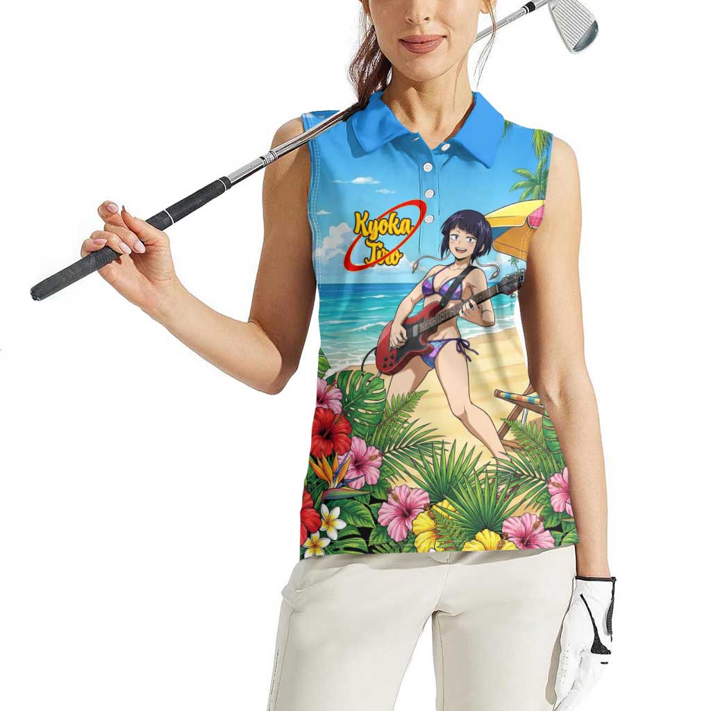 Kyoka Jiro Summer Chill Women Sleeveless Polo Shirt Tropical Anime Rock Vibes