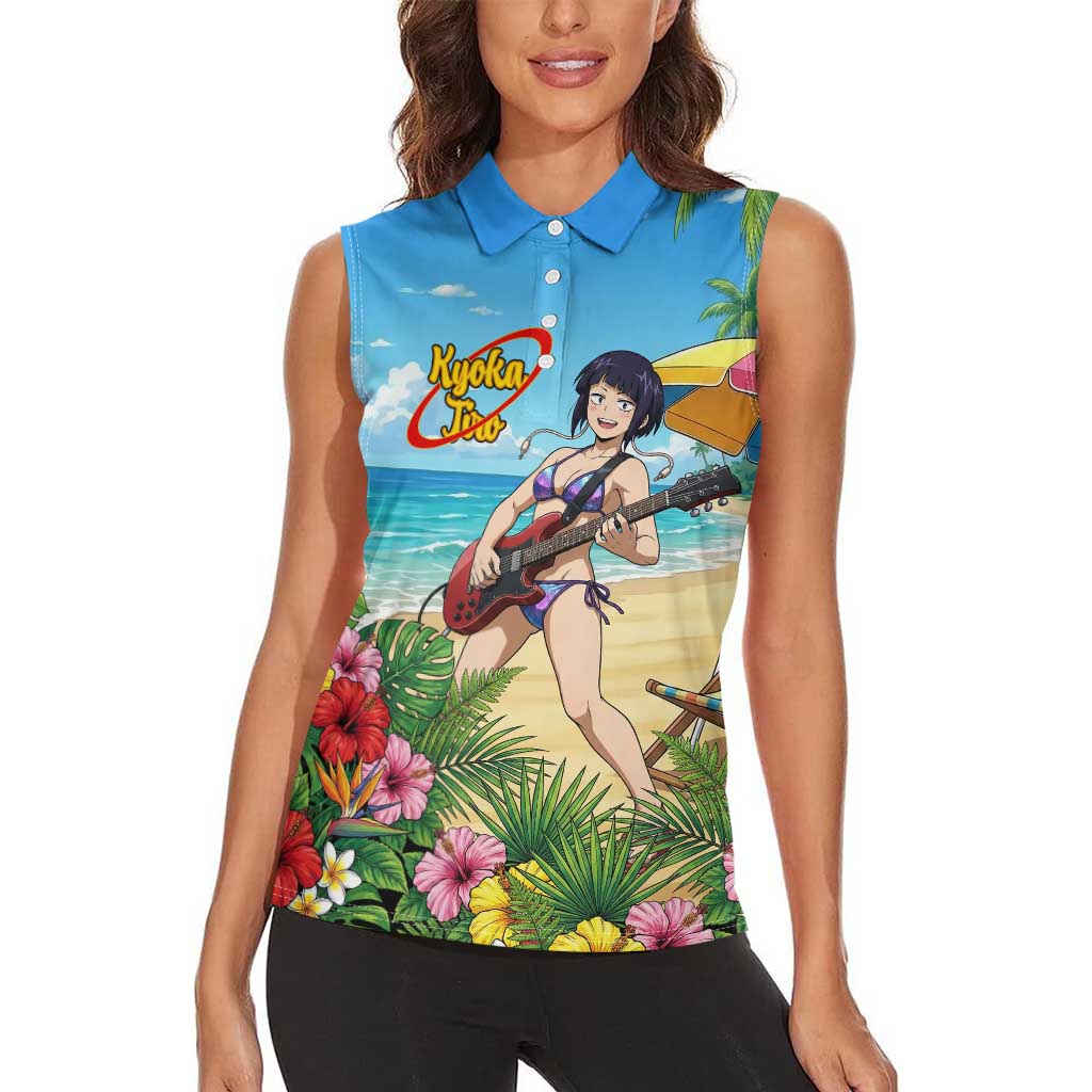Kyoka Jiro Summer Chill Women Sleeveless Polo Shirt Tropical Anime Rock Vibes