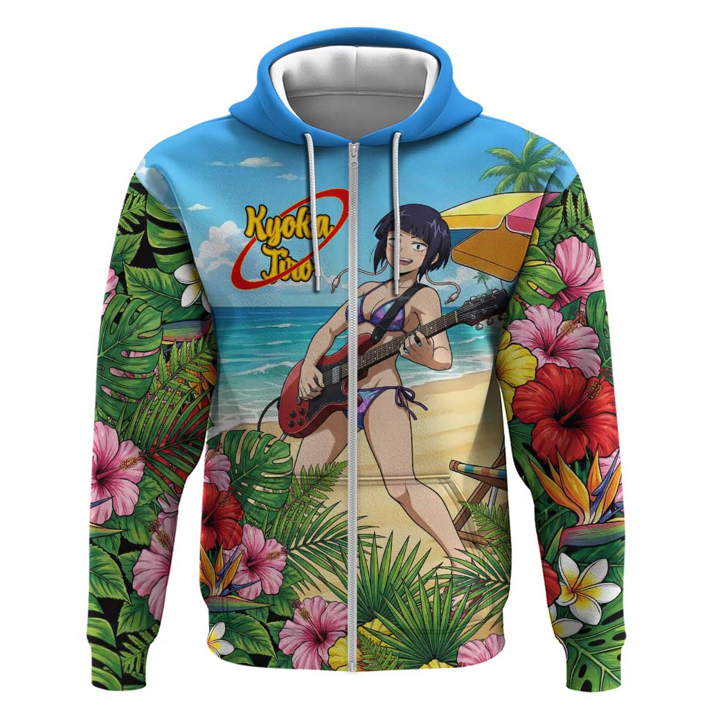 Kyoka Jiro Summer Chill Zip Hoodie Tropical Anime Rock Vibes