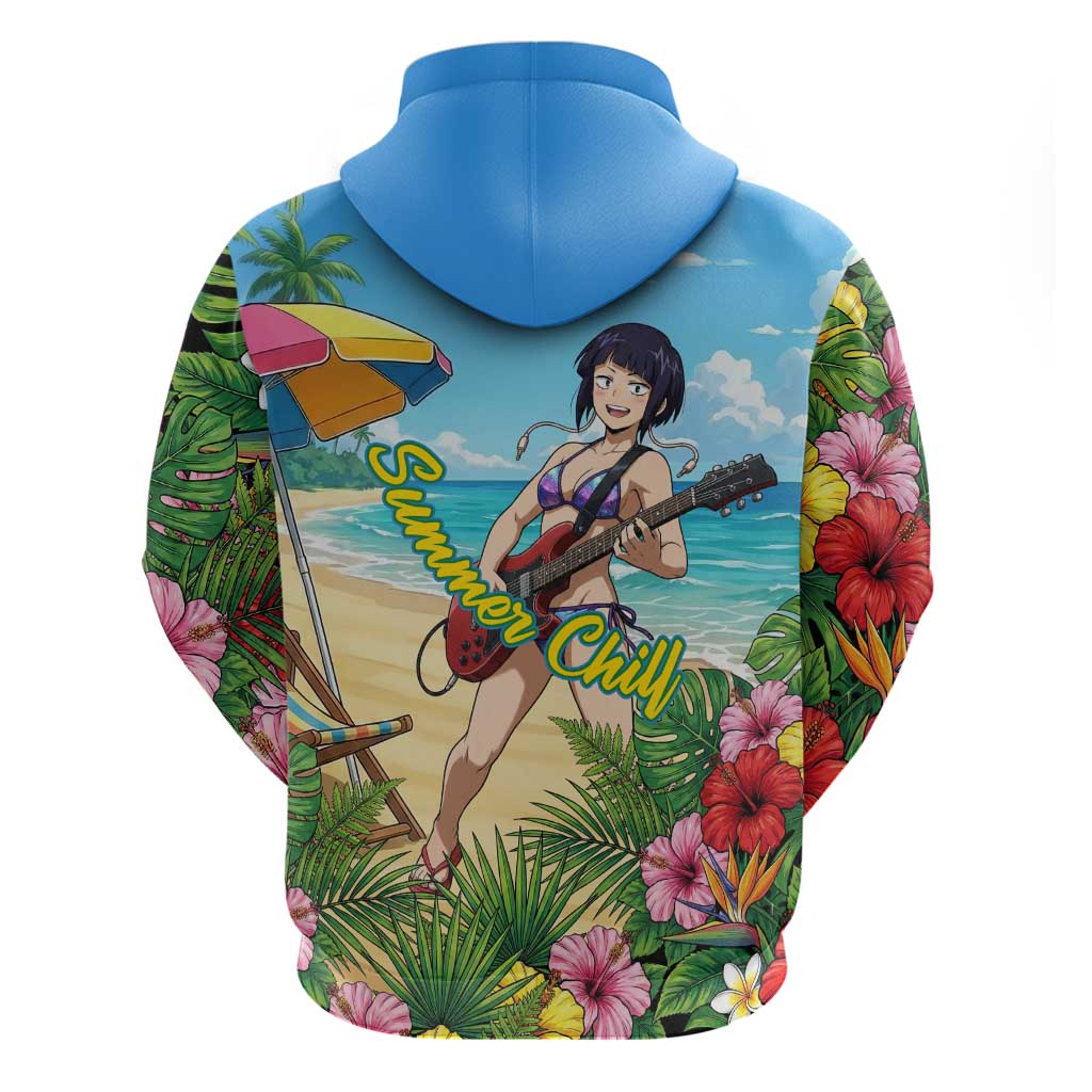 Kyoka Jiro Summer Chill Zip Hoodie Tropical Anime Rock Vibes