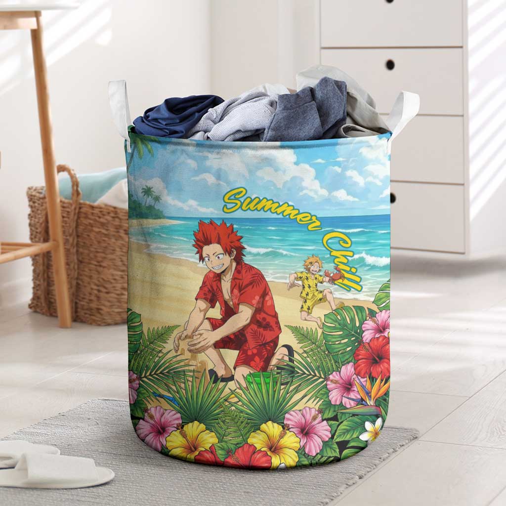 Eijirou Kirishima Summer Chill Laundry Basket Tropical Anime Beach Fun