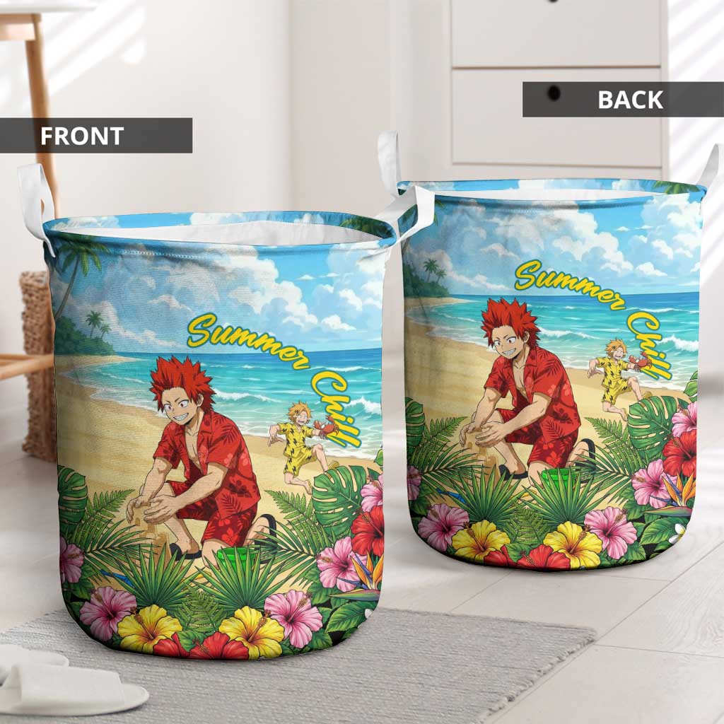 Eijirou Kirishima Summer Chill Laundry Basket Tropical Anime Beach Fun