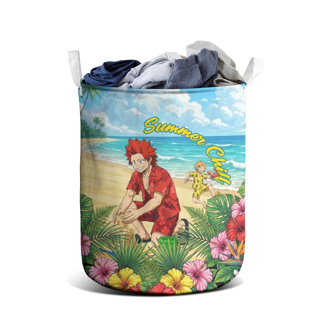 Eijirou Kirishima Summer Chill Laundry Basket Tropical Anime Beach Fun