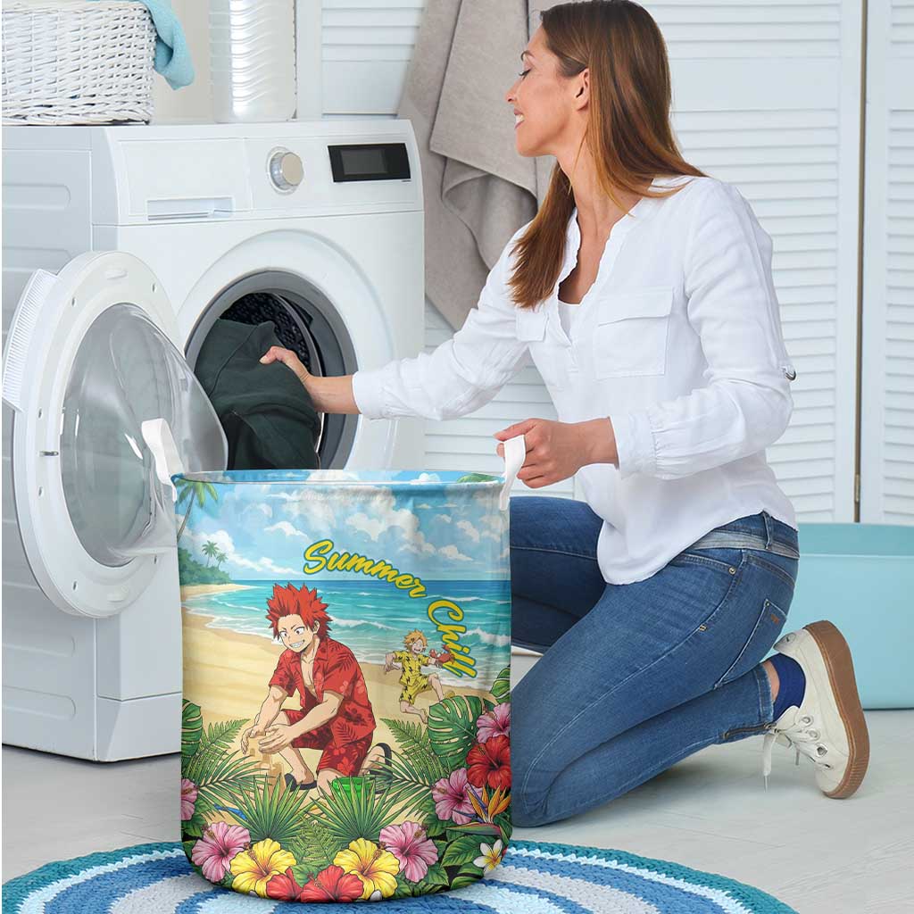 Eijirou Kirishima Summer Chill Laundry Basket Tropical Anime Beach Fun