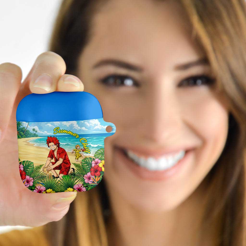 Eijirou Kirishima Summer Chill AirPods Case Tropical Anime Beach Fun