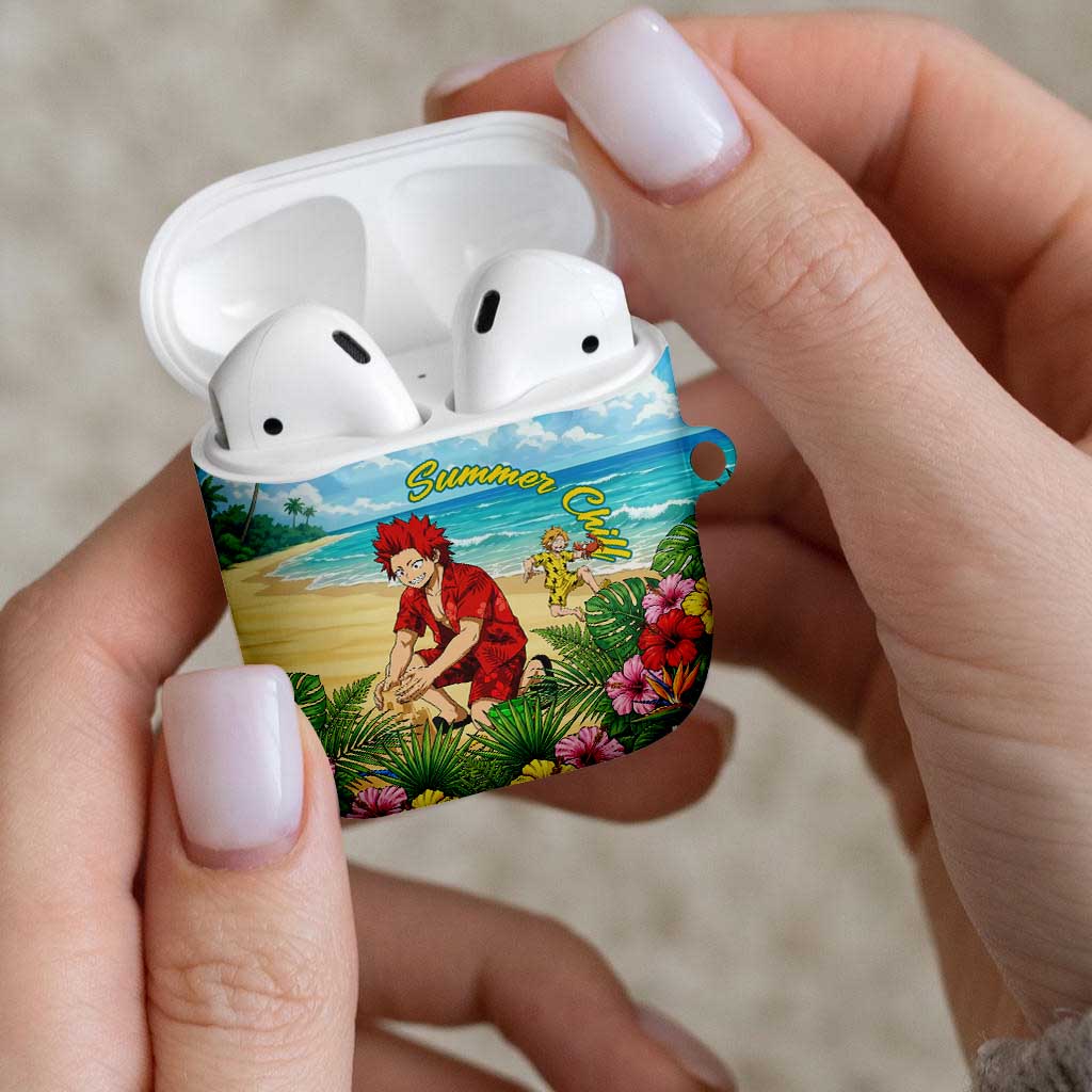 Eijirou Kirishima Summer Chill AirPods Case Tropical Anime Beach Fun