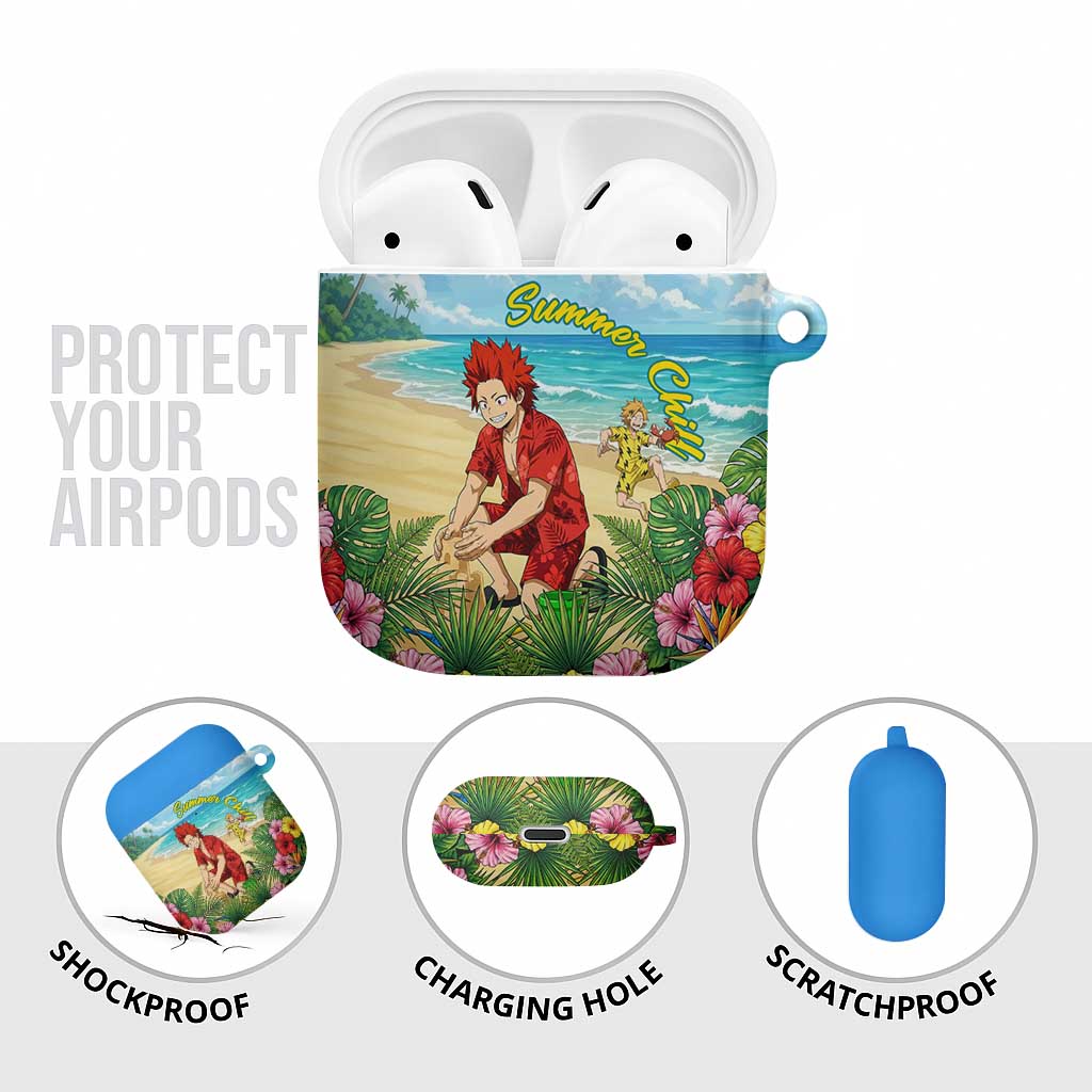 Eijirou Kirishima Summer Chill AirPods Case Tropical Anime Beach Fun