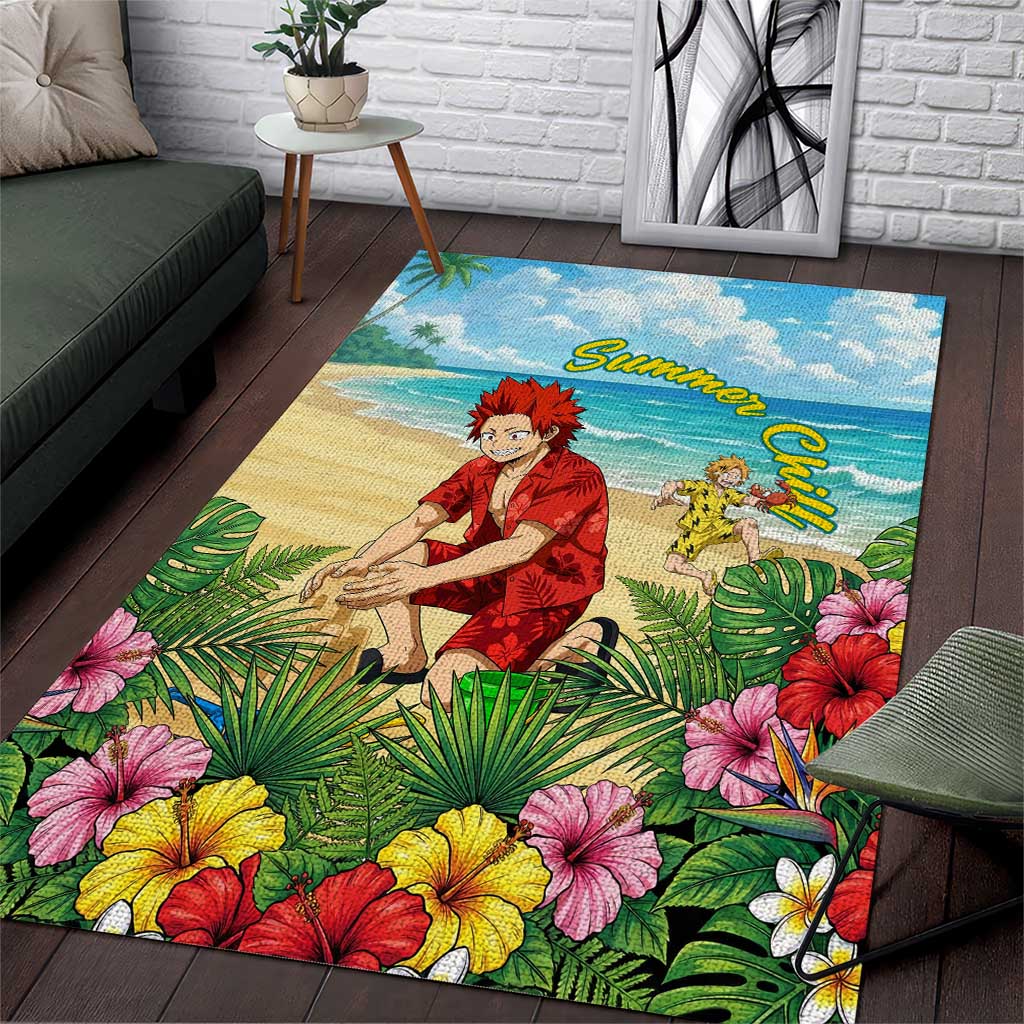 Eijirou Kirishima Summer Chill Area Rug Tropical Anime Beach Fun