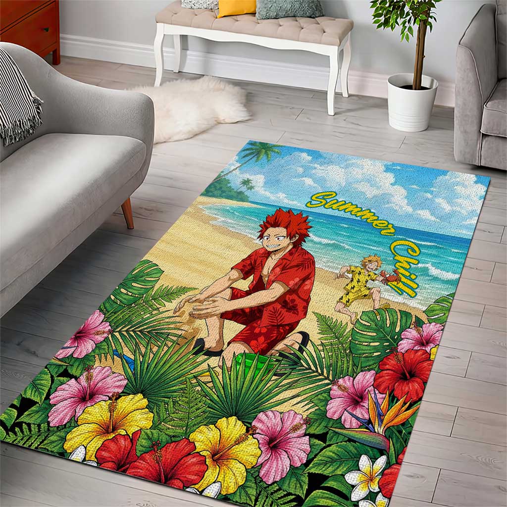 Eijirou Kirishima Summer Chill Area Rug Tropical Anime Beach Fun