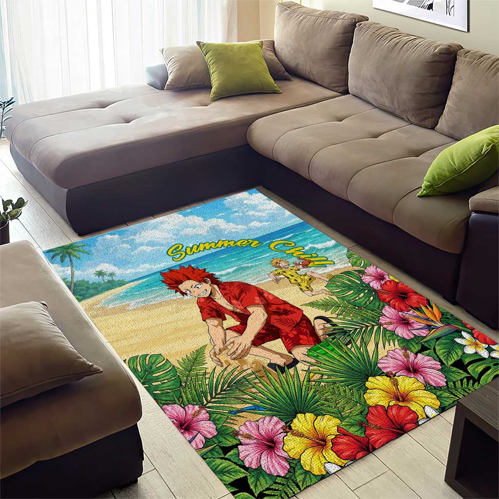 Eijirou Kirishima Summer Chill Area Rug Tropical Anime Beach Fun