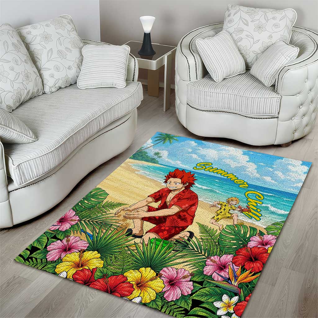 Eijirou Kirishima Summer Chill Area Rug Tropical Anime Beach Fun